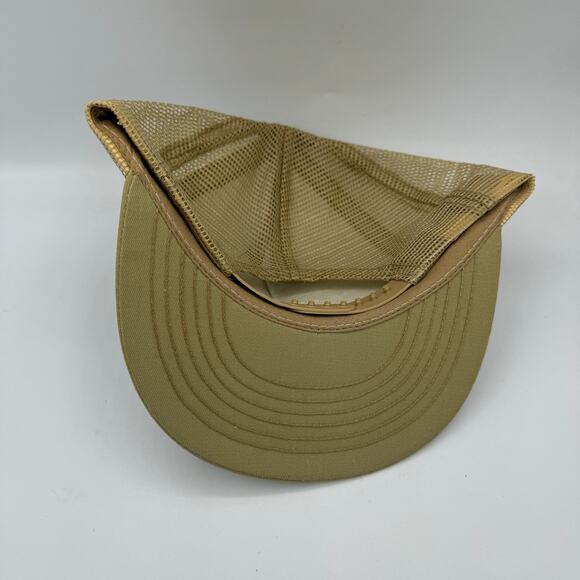 Vintage Tan Beige Hat Mesh Trucker Snapback 90s Logo Company - Picture 3 of 4